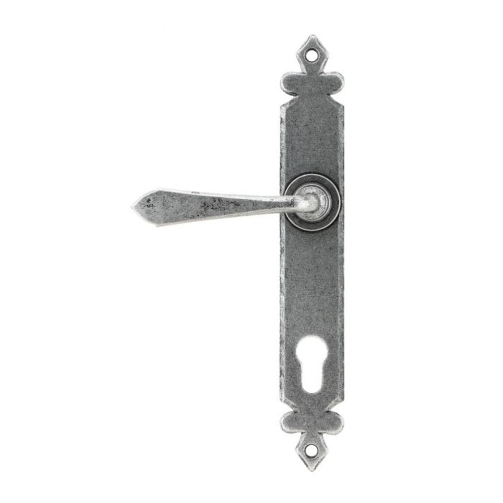 From the Anvil Cromwell Lever Espag. Lock Set - Pewter - (Sold in Pairs)